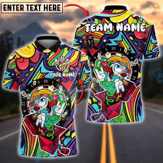 BlueJose Darts Colorblast Cartoon Character Customized Name, Team Name 3D Shirt (4 Colors)