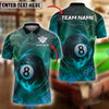 BlueJose Billiards 8 Ball Lightning Fire Personalized Name Shirt (4 Colors)