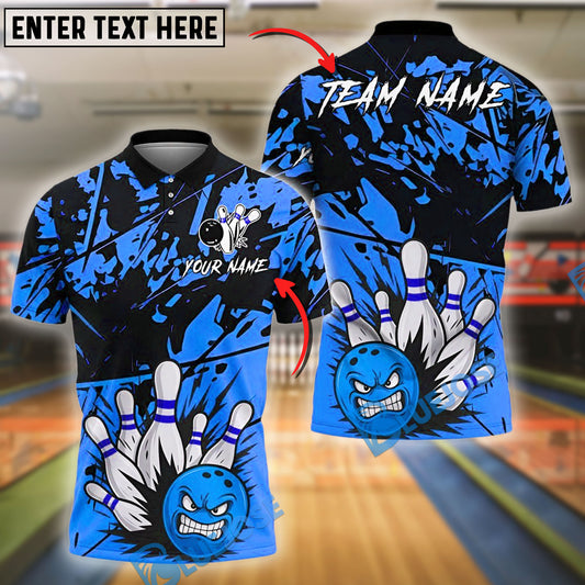 BlueJose Bowling And Pins Rage Strike Customized Name, Team Name 3D Shirt (4 Colors)