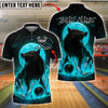 BlueJose Bowling And Pins Fire Wolf Moon Customized Name, Team Name 3D Shirt (4 Colors)