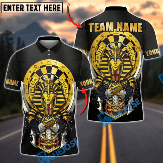 BlueJose Darts Egyptian Pharaoh Gold Royal Target Customized Name, Team Name 3D Shirt (4 Colors)