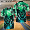 BlueJose Bowling And Pins Fire Wolf Magic Customized Name, Team Name 3D Shirt (4 Colors)