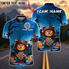 BlueJose Darts Halloween Bear Pumpkin Dartboard Personalized Name, Team Name Unisex Shirt (4 Colors)