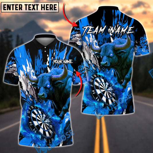 BlueJose Darts Bull Dartboard Splash Personalized Name, Team Name Unisex Shirt (4 Colors)