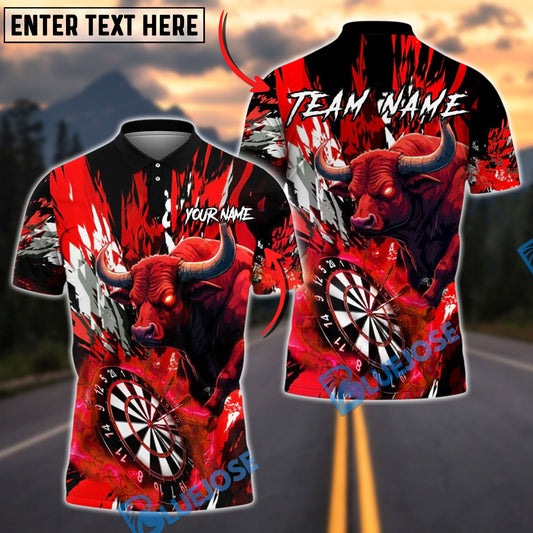 BlueJose Darts Bull Dartboard Splash Personalized Name, Team Name Unisex Shirt (4 Colors)