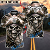 BlueJose Darts Pirate Skull Storm Design Personalized Name, Team Name Unisex Shirt (4 Colors)