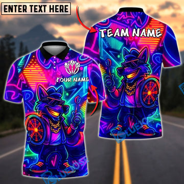 BlueJose Darts Neon Wolf Cool Graffiti Customized Name, Team Name 3D Shirt (4 Colors)
