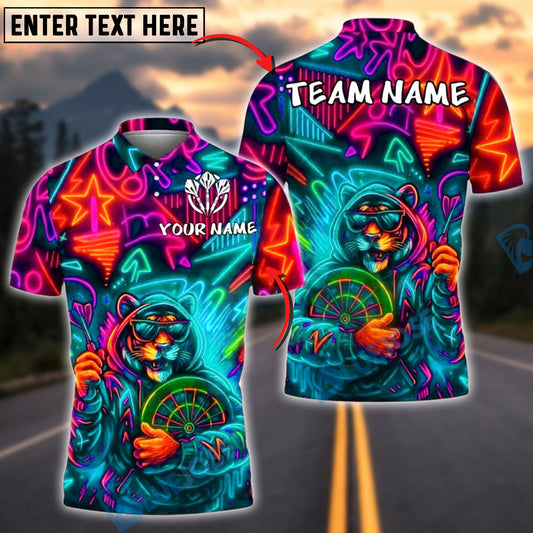 BlueJose Darts Neon Tiger Hoodie Graffiti Customized Name, Team Name 3D Shirt (4 Colors)