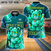 BlueJose Bowling And Pins Angry Bear Champion Neon Attitude Customized Name, Team Name 3D Shirt (4 Colors)