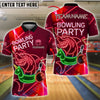 BlueJose Bowling And Pins Funny Shark Unicorn Float Bowling Party Neon Style Customized Name, Team Name 3D Shirt (4 Colors)