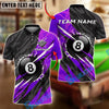BlueJose Billiards 8 Ball Black Slash Personalized Name, Team Name Unisex Shirt (4 Colors)