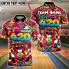 BlueJose Bowling And Pins Graffiti Bear 420 Customized Name, Team Name 3D Shirt (4 Colors)