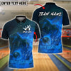 BlueJose Bowling And Pins Bowlosaurus T-Rex Firestorm Customized Name, Team Name 3D Shirt (4 Colors)