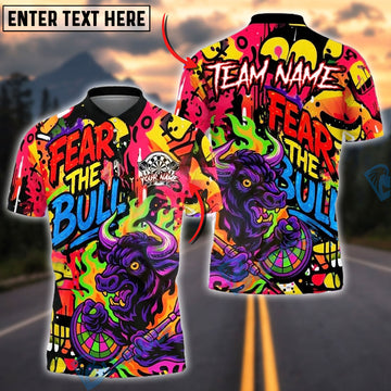 BlueJose Darts Fear The Bull Graffiti Style Customized Name, Team Name 3D Shirt (4 Colors)