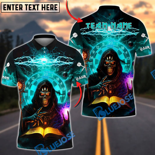 BlueJose Darts Wizard Green Lightning Book Customized Name, Team Name 3D Shirt (4 Colors)