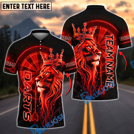 BlueJose Darts Lion King Crown Gold Customized Name, Team Name 3D Shirt (4 Colors)