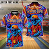 BlueJose Bowling Skeleton Neon Style Streetwear Customized Name, Team Name 3D Shirt (4 Colors)