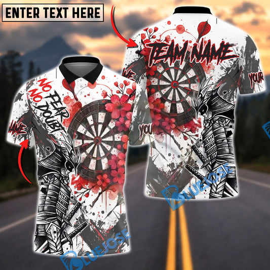 BlueJose Darts Samurai Warrior Cherry Blossom Design Personalized Name, Team Name Unisex Shirt (4 Colors)