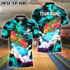 BlueJose Bowling And Pins Strike Squad Lightning Pop Customized Name, Team Name 3D Shirt (4 Colors)