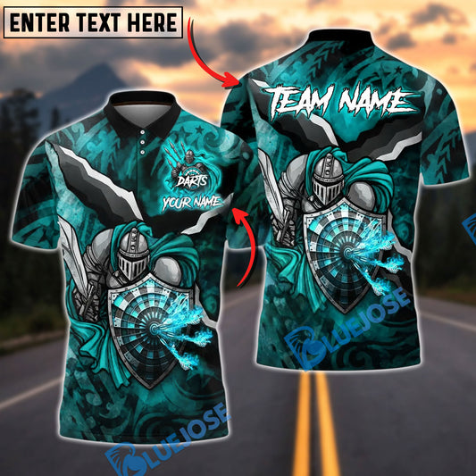 BlueJose Darts Knight Fire Shield Customized Name, Team Name 3D Shirt (4 Colors)