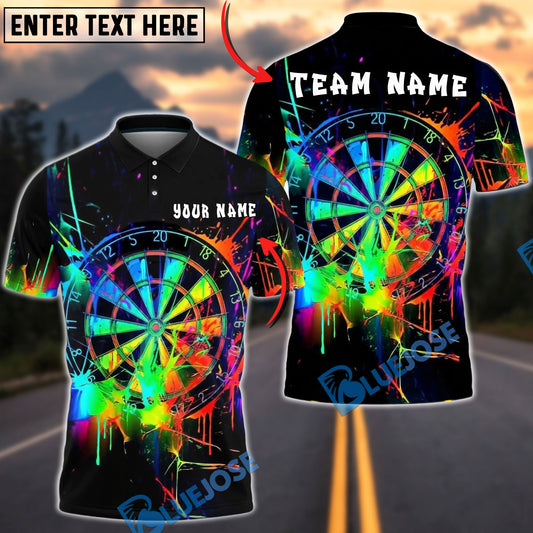 BlueJose Darts Neon Splash Impact Style Multicolor Options Personalized Name Shirt (4 Colors)