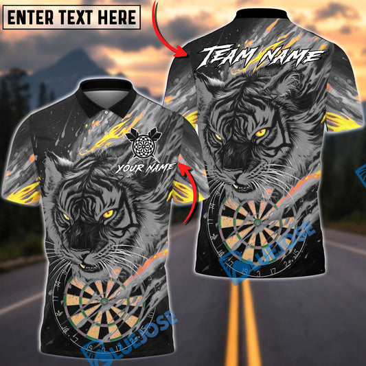 BlueJose Darts Tiger Neon Wildfire Style Personalized Name, Team Name Unisex Shirt (6 Colors)