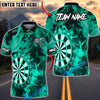 BlueJose Darts Aqua Flame Board Style Multicolor Options Personalized Name Shirt (4 Colors)