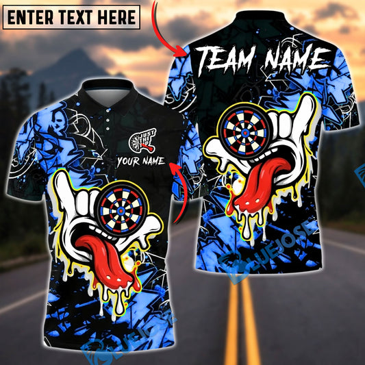 BlueJose Darts Dartboard Graffiti Hand Tongue Street Art Personalized Name, Team Name Unisex Shirt (4 Colors)