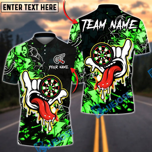 BlueJose Darts Dartboard Graffiti Hand Tongue Street Art Personalized Name, Team Name Unisex Shirt (4 Colors)