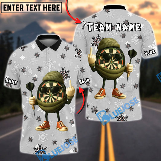 BlueJose Darts Snowflake Winter Dartboard Chill Personalized Name, Team Name Unisex Shirt (4 Colors)