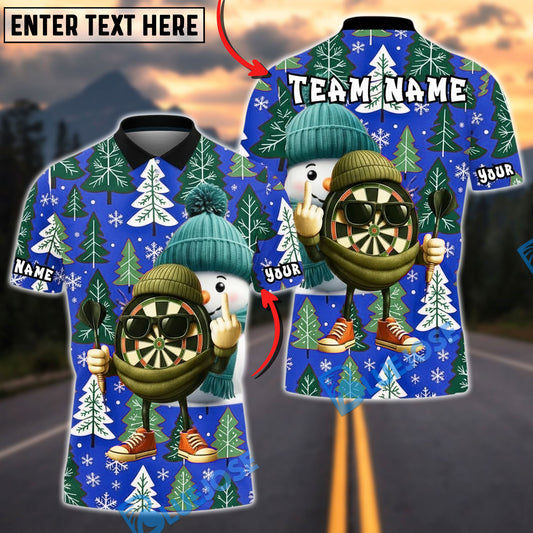 BlueJose Darts Christmas Tree Snowman Dartboard Festive Personalized Name, Team Name Unisex Shirt (4 Colors)