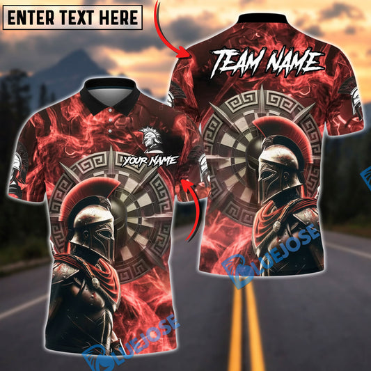 BlueJose Darts Spartan Ancient Spartan Warrior With Burning Shield Dartboard Personalized Name, Team Name Unisex Shirt (4 Colors)