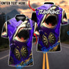 BlueJose Darts Aggressive Shark Attacking Broken Dartboard Personalized Name, Team Name Unisex Shirt (4 Colors)
