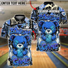 BlueJose Bowling And Pins Teddy Bear Graffiti Customized Name, Team Name 3D Shirt (4 Colors)