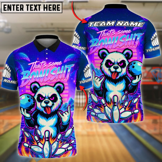 BlueJose Bowling And Pins Panda Neon Synthwave Bowshit Customized Name, Team Name 3D Shirt (4 Colors)