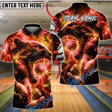 BlueJose Bowling Black Panther Neon Lightning Galaxy Customized Name, Team Name 3D Shirt (4 Colors)