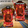 BlueJose Bowling And Pins Neon King Gorilla Customized Name, Team Name 3D Shirt (4 Colors)
