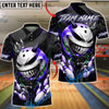 BlueJose Bowling & Pins Menacing Ball Face Green Horror Theme Customized Name, Team Name 3D Shirt (4 Colors)