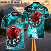 BlueJose Darts Bull Rage Fiery Dartboard Multicolor Options Personalized Name Shirt (4 Colors)