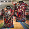 BlueJose Bowling And Pins Gothic Skull Butterfly Lightning Customized Name, Team Name 3D Shirt (4 Colors)