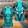 BlueJose Bowling & Pins Tribal Warrior Muscle Armor Pattern Customized Name, Team Name 3D Shirt (6 Colors)