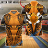 BlueJose Bowling & Pins Tribal Warrior Muscle Armor Pattern Customized Name, Team Name 3D Shirt (6 Colors)