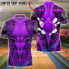 BlueJose Bowling & Pins Tribal Warrior Muscle Armor Pattern Customized Name, Team Name 3D Shirt (6 Colors)