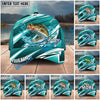 BlueJose Fishing Cyan Lightning Scale Pattern Splash Water Personalized Name Classic 3D Cap Personalized Cap (13 Breeds)