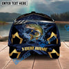 BlueJose Fishing Black Gold Geometric Personalized Name Classic 3D Cap Personalized Cap (13 Breeds)