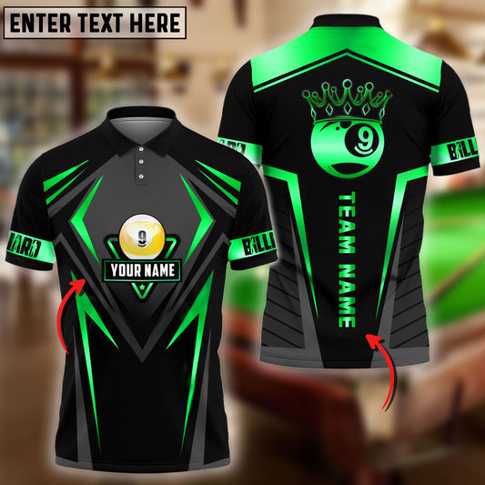 BlueJose Billiards Ball 9 Crowned Golden Line Pattern Personalized Shirt (4 Colors)