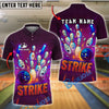 BlueJose Bowling And Pins Angry Ball Strike Explosion Style Customized Name, Team Name 3D Shirt (4 Colors)