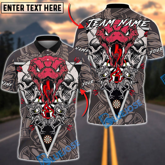 BlueJose Darts Skull Snake Dartboard Target Gothic Style Multicolor Options Personalized Name Shirt (4 Colors)