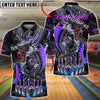 BlueJose Bowling & Pins Strike Asian Dragon Art Customized Name, Team Name 3D Shirt (4 Colors)