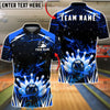 BlueJose Bowling & Pins Lightning Strike Energy Customized Name, Team Name 3D Shirt (6 Colors)